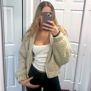 H&M Cream Sherpa zip up fleece Jacket